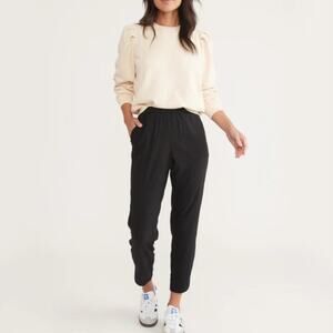 Marine Layer Women Allison Pants Elastic Waist Dolphin Hem Pull On Black Small